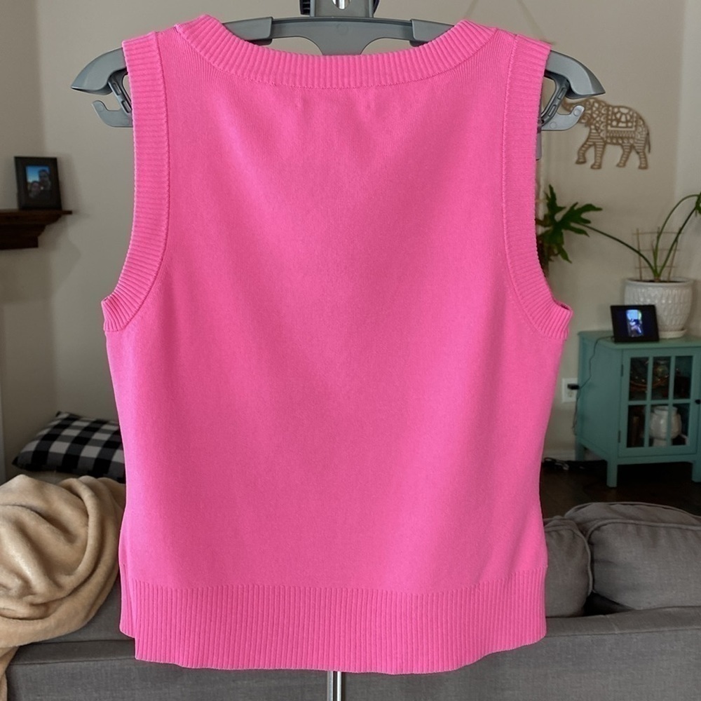 Cable & Gauge Hot Pink Ribbed Knit Sweater Vest Size Small - Picture 3 of 17